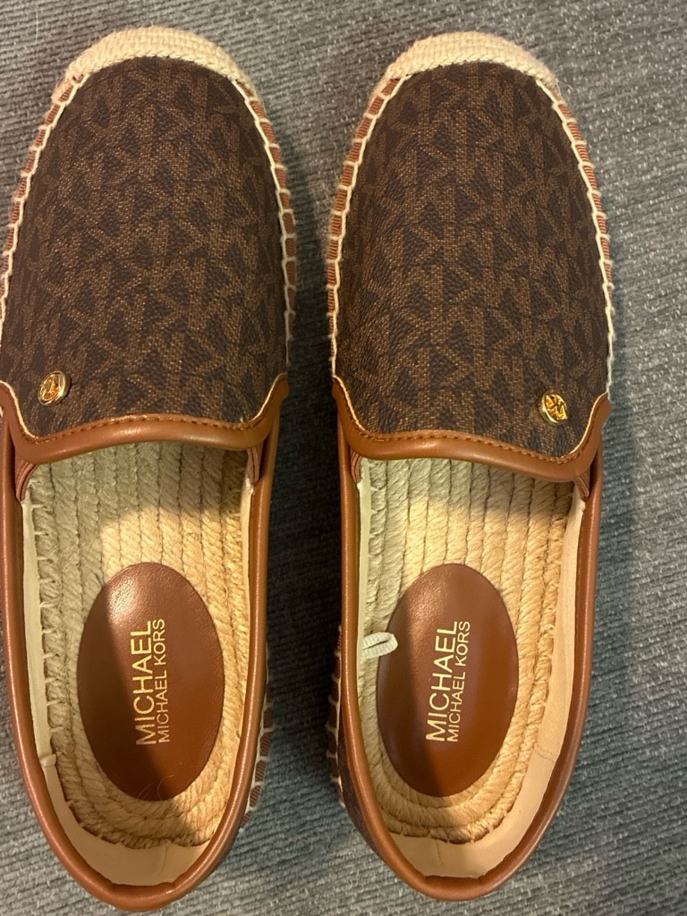 Michael Kors Women’s Brown Logo Slip-On Espadrilles New without Tags and no box.